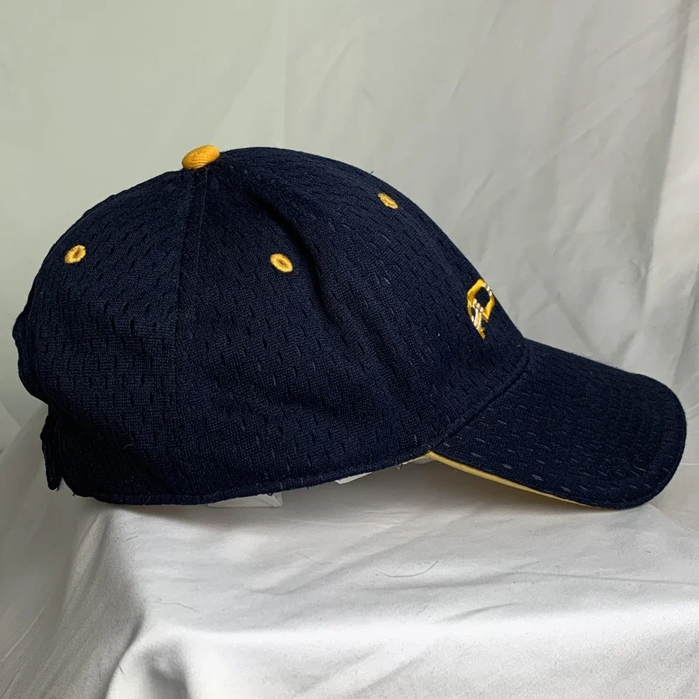 Adidas Navy Blue Yellow Embroidered Logo Mesh Baseball Cap Hat Adjustable